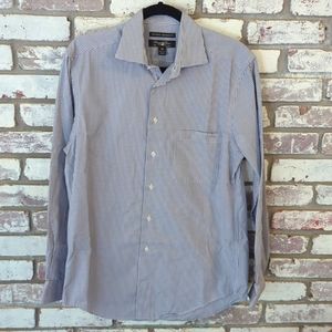 Pronto Uomo Gray and White Checked Button Down